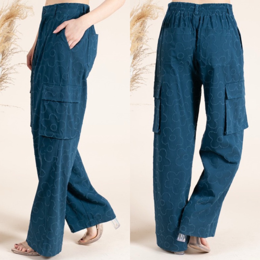 Elegant Teal Wide Leg Pants